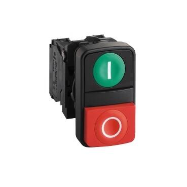 Double head pushbutton, red/green - 1