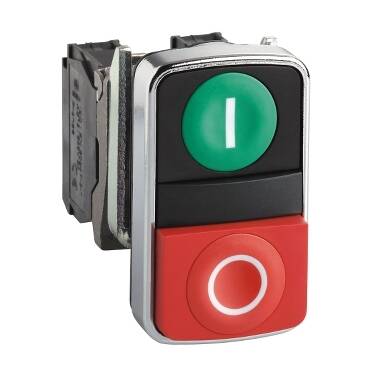 Double head pushbutton, red/green - 1